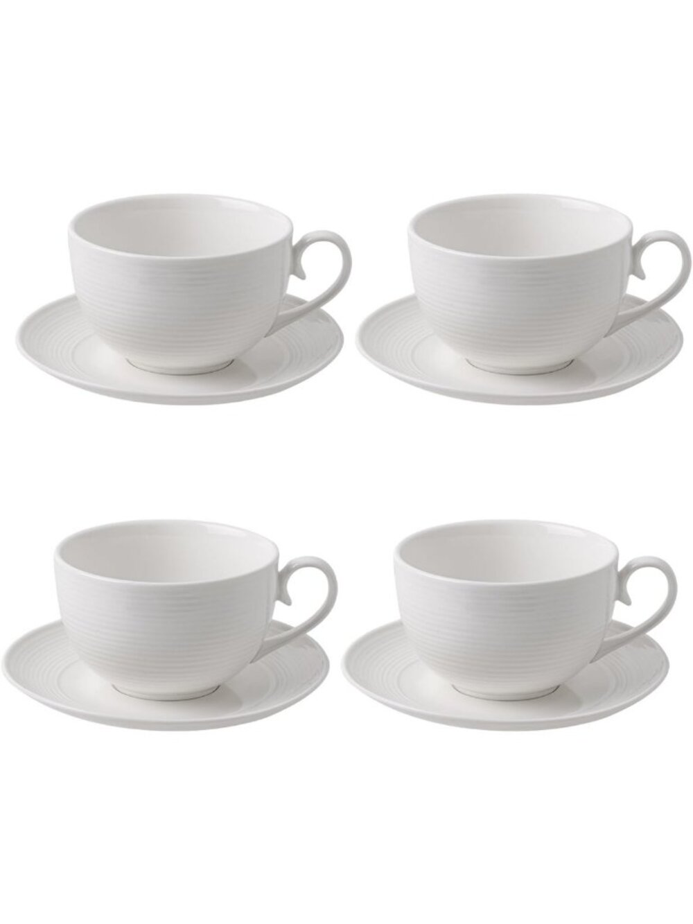 Elegant 12 oz Ceramic Cappuccino Cups & Saucers Set of 4 - Microwave
